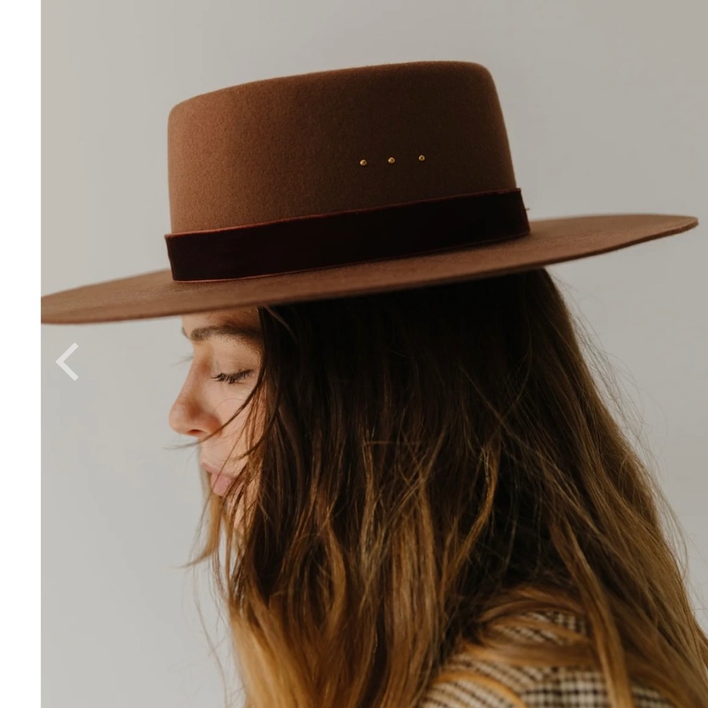 Gigi Pip Linden Boater Hat - Dark Oak with velvet band